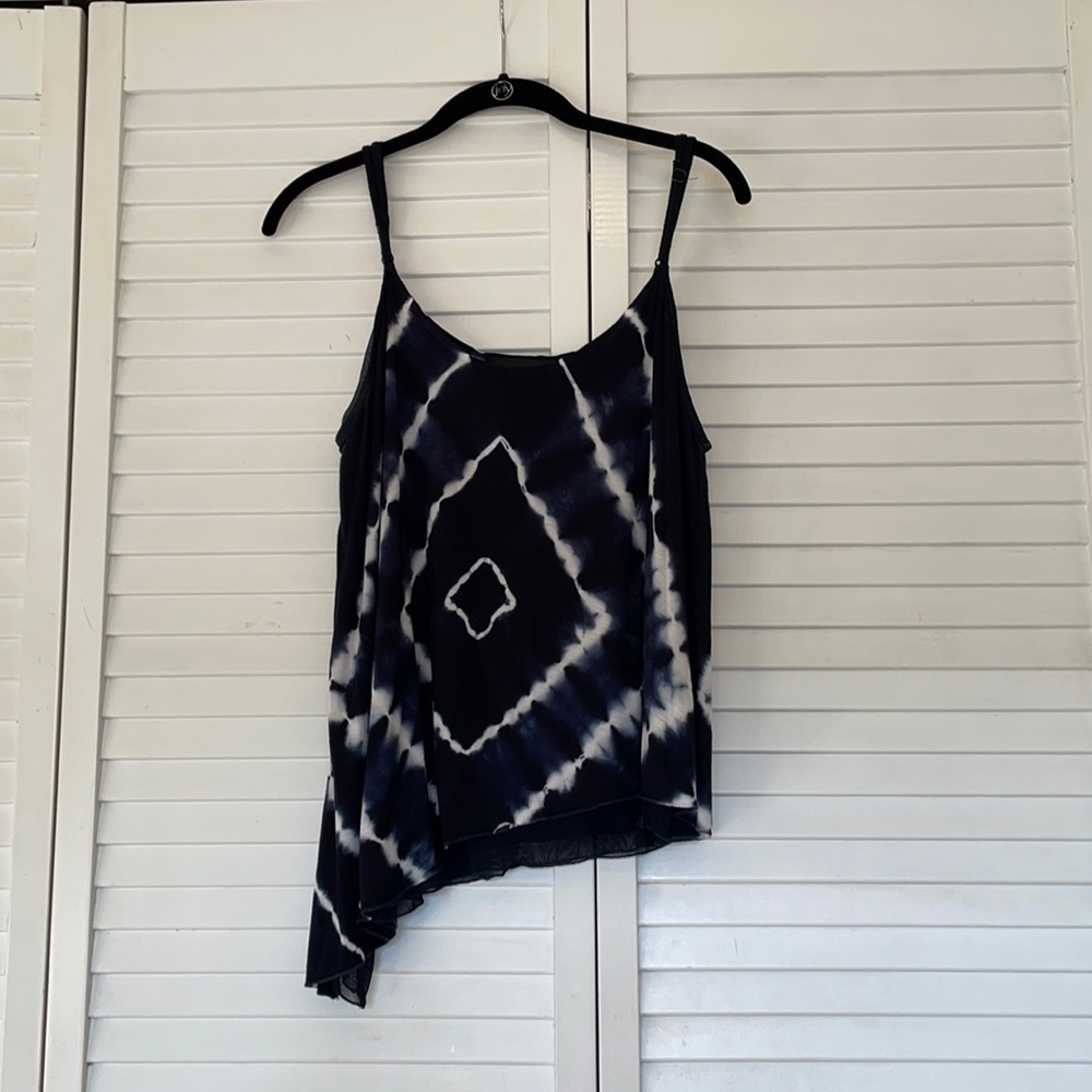 INC tie-dye navy blue top